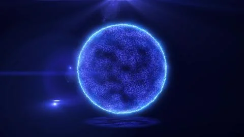 Abstract energy sphere round planet star futuristic cosmic blue beautiful glo Stock Illustration