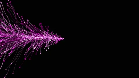 Abstract energy technology data futuristic fiber optic  pink flower network anim Stock Footage 144408760