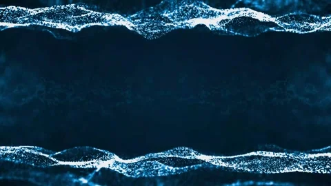 Abstract Energy Wave Background with Glowing Cyan Particle Streams and Flow Stock Footage 337838104