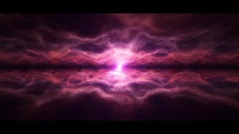 Abstract Energy Wave: Dynamic Purple and Red Light Trails Through Dark Cosmic Stock Illustration