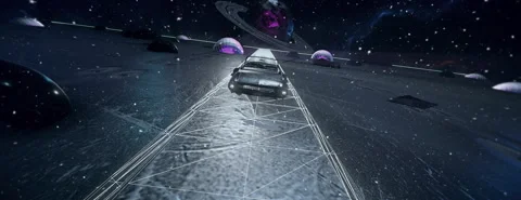 ABSTRACT EPIC CYBER CAR SCENE IN THE MOON MUSIC CLIP V1 Stock Footage 165675775