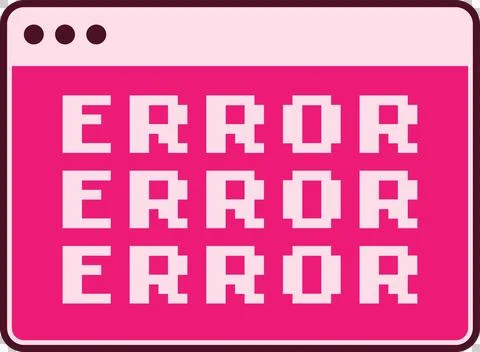 Abstract error message showing in flat UI window, with pixelated ERROR text, Stock Illustration