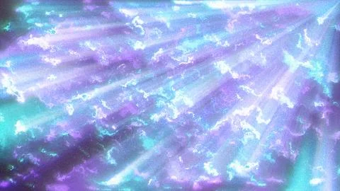 Abstract ethereal glowing light rays and vibrant purple blue energetic clouds Stock Illustration