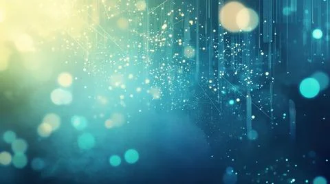 Abstract Ethereal Teal Background with Floating Light Particles, Symbolizing Stock Illustration