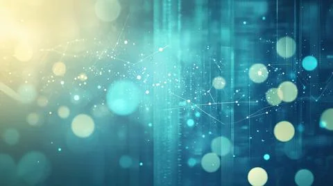 Abstract Ethereal Teal Background with Floating Light Particles, Symbolizing Stock Illustration