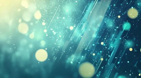 Abstract Ethereal Teal Background with Floating Light Particles, Symbolizing Stock Illustration