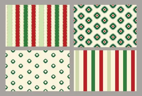 Abstract ethnic geometric seamless pattern set. Wrapping ornamental stripy pr Illustrazione stock