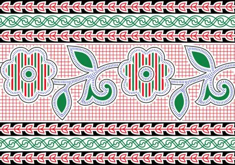 Abstract Ethnic Seamless border Background Stock Illustration
