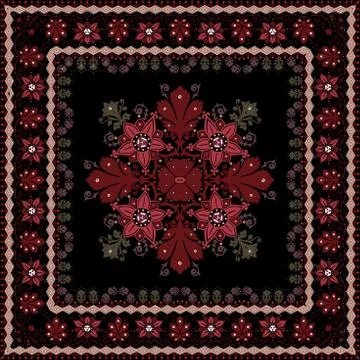 Abstract ethnic shawl floral pattern design Stock Illustration