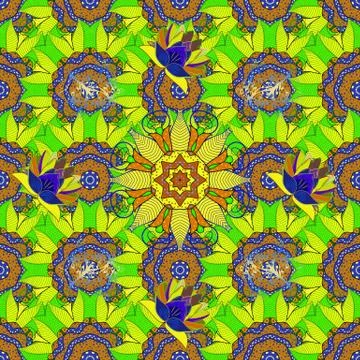 Abstract ethnic vector seamless pattern. Background texture, sketch, theme in gr Stock Illustration