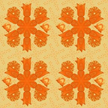 Abstract ethnic vector seamless pattern. Flowers. Flowers of the valley on beige Illustration