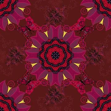 Abstract ethnic vector seamless pattern. Background texture, sketch, floral them 스톡 일러스트