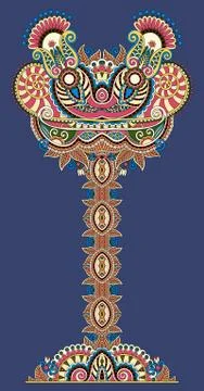 Abstract ethnik ornamental floral tree Stock Illustration