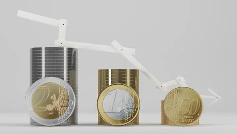 Abstract euro coins as finance symbol - 3D Illustration Stock Illustration
