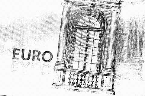 Abstract euro note textured background in shades of grey and white Illustrazione stock