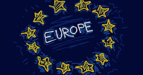 Abstract Europe Flag 2D animation Stock Footage 100616962