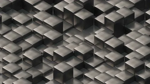 Abstract evolving metal cubes random motion 3d animation, 4k looping background 스톡 동영상 212984037