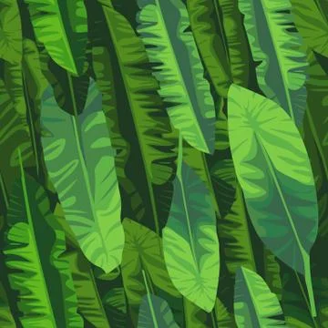 Abstract exotic plant seamless pattern. Banana leaf wallpaper. Illustrazione stock