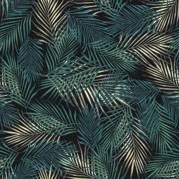 Abstract exotic plant seamless pattern. Tropical palm leaves pattern, vector  イラスト素材