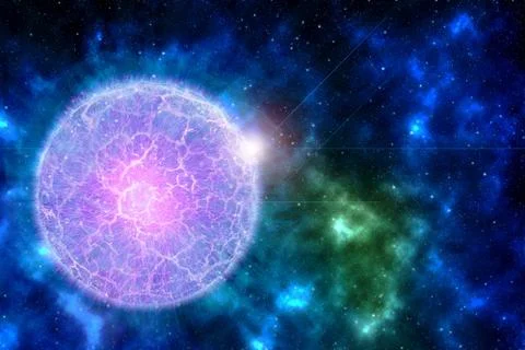 Abstract Exploding Planet in a multicolored Space Galaxy Background Illustrazione stock