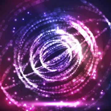 Abstract Exploding Sphere. Glowing Points And Dots. Shiny Dots With glowing Stock Illustration