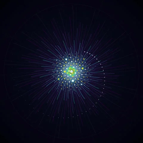 Abstract Exploding Starburst Spiral Galaxy with Glowing Particles and Light.. Video stock 346282540