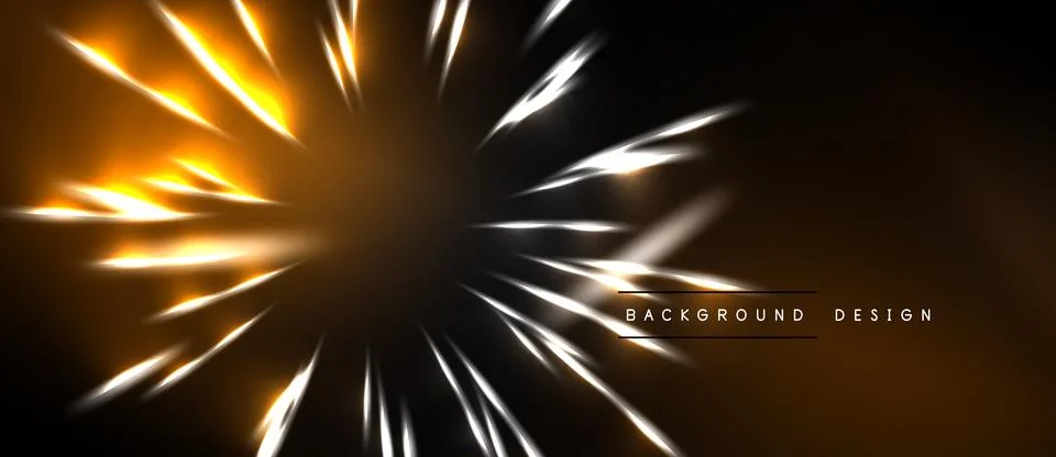 Abstract explosion, bright lines radiating from center. Dark background creat Stock Illustration