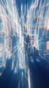 Abstract explosion of colorful light rays and digital grid lines creating a.. 库存插图