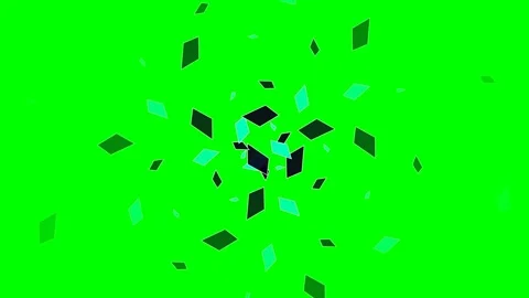 Abstract explosion of dark and cyan geometric shapes on a green background Stock Footage 340903321