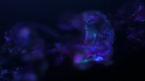Abstract explosion of fluorescent liquid iridescent blue-violet glowing ene.. Video stock 264304934