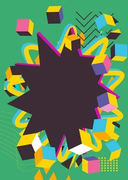 Abstract explosion geometric shapes background. Simple busy vibrant colors .. 스톡 일러스트