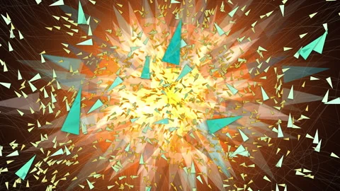 Abstract Explosion of Geometric Shapes with Vibrant Colors and Dynamic Energy Stock Footage 304505141
