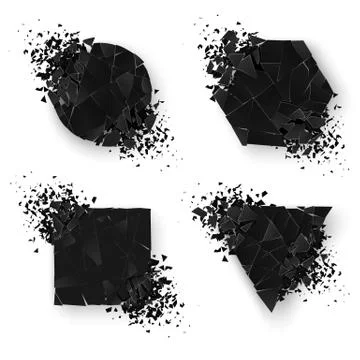 Abstract explosion geometric shapes. Web banners set. Geometry sticker set wi Stock Illustration