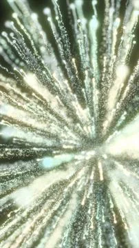 Abstract explosion of glowing golden light particles radiating in all directi Stock Illustration