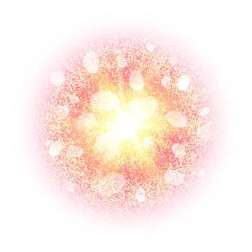 Abstract explosion with gold glitter elements isolated on white. Burst of star. Stock Illustration