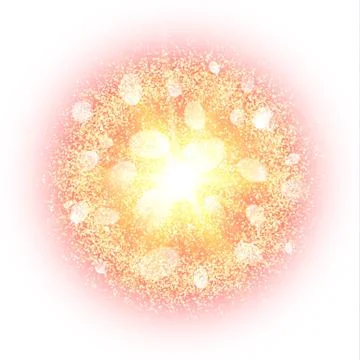 Abstract explosion with gold glittering elements isolated on white. Stock Illustration