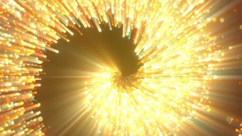 Abstract explosion of golden light particles Illustration