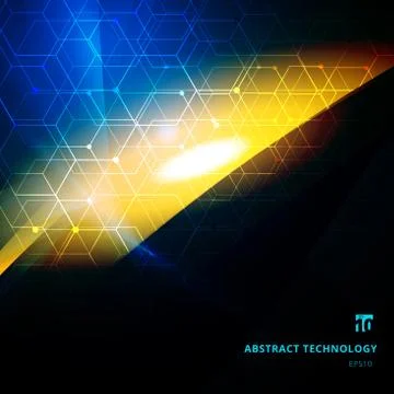 Abstract explosion of light with hexagonal patterns on dark background copy s Stock Illustration