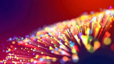 Abstract explosion of multicolored shiny particles like sparkles with light rays Foto stock