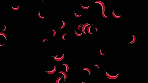 Abstract explosion with red chili Peppers flying in different directions Stock Footage 236253647