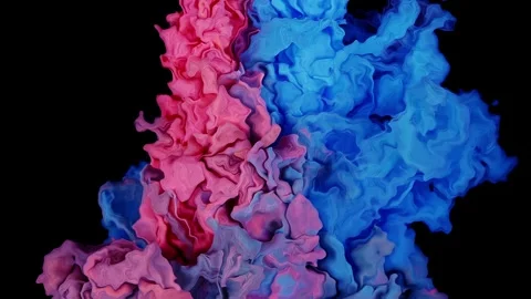 Abstract Expression: Red Ink and Blue Paint Mix in Water, Evoking a Colorful Stock Footage 265655836
