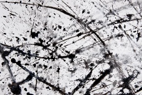 Abstract expressionism pattern. Style of drip painting. Black and white paint 库存照片
