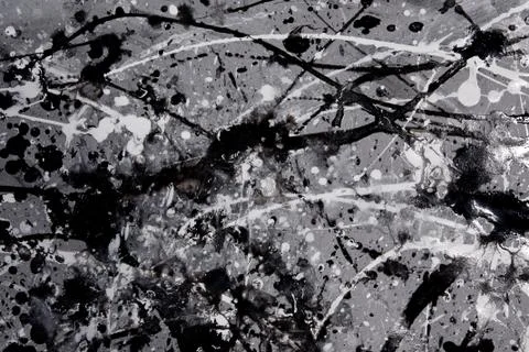 Abstract expressionism pattern. Style of drip painting. Black and white paint Stock Photos