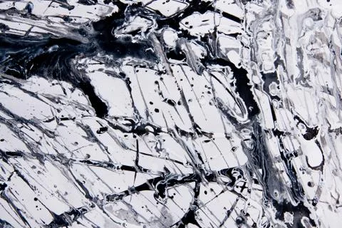 Abstract expressionism pattern. Style of drip painting. Black and white paint 库存照片
