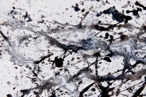 Abstract expressionism pattern. Style of drip painting. Black and white paint 库存照片