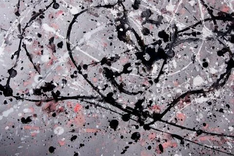 Abstract expressionism pattern. Style of drip painting. Black, Red and white  库存照片