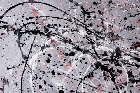 Abstract expressionism pattern. Style of drip painting. Black, Red and white  库存照片
