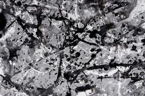 Abstract expressionism pattern. Style of drip painting. Black and white paint 库存照片