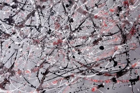 Abstract expressionism pattern. Style of drip painting. Black, Red and white  库存照片