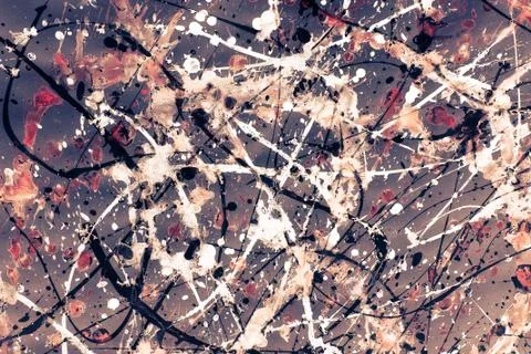 Abstract expressionism pattern. Style of drip painting. Black, Red and white  库存照片